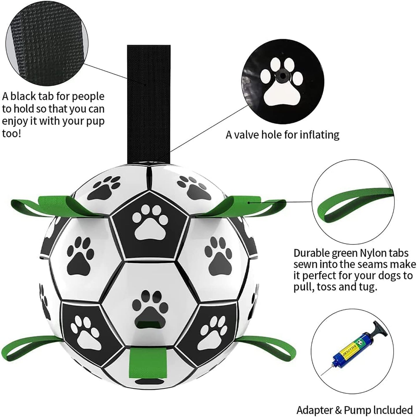 EcoTail™ Interactive Dog Soccer Ball – Durable Outdoor Training & Play Toy for Medium & Large Dogs (EcoSafe)