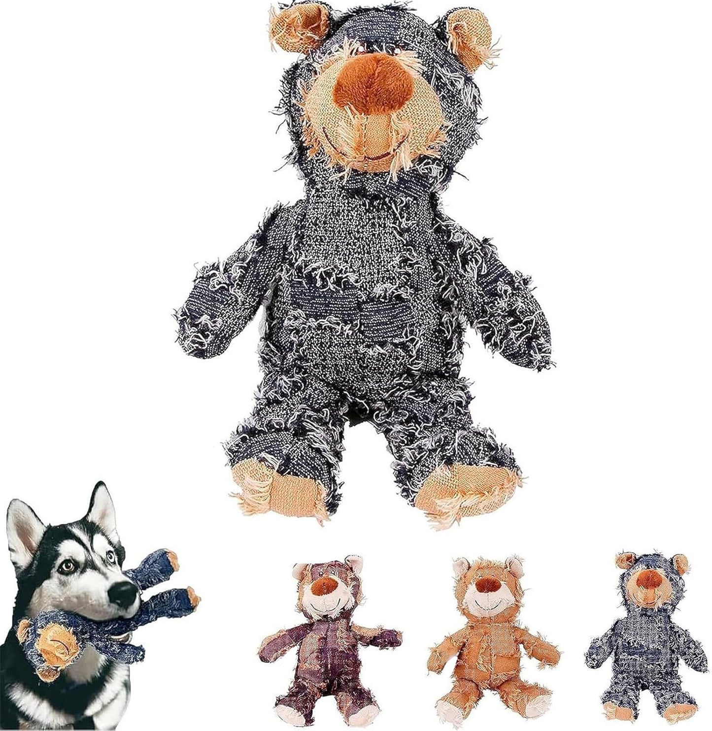 EcoTail Indestructible Squeaky Bear Toy – Heavy Chewers