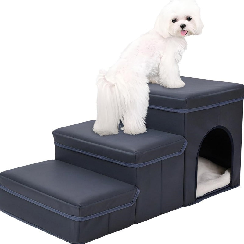 EcoTail™ Foldable Dog Stairs – 3-Step Storage Ramp