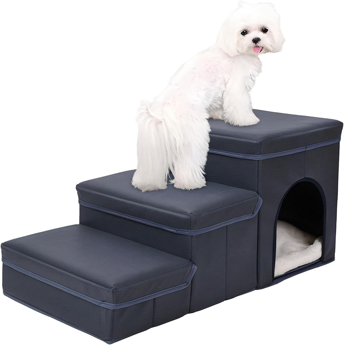 EcoTail™ Foldable Dog Stairs – 3-Step Storage Ramp