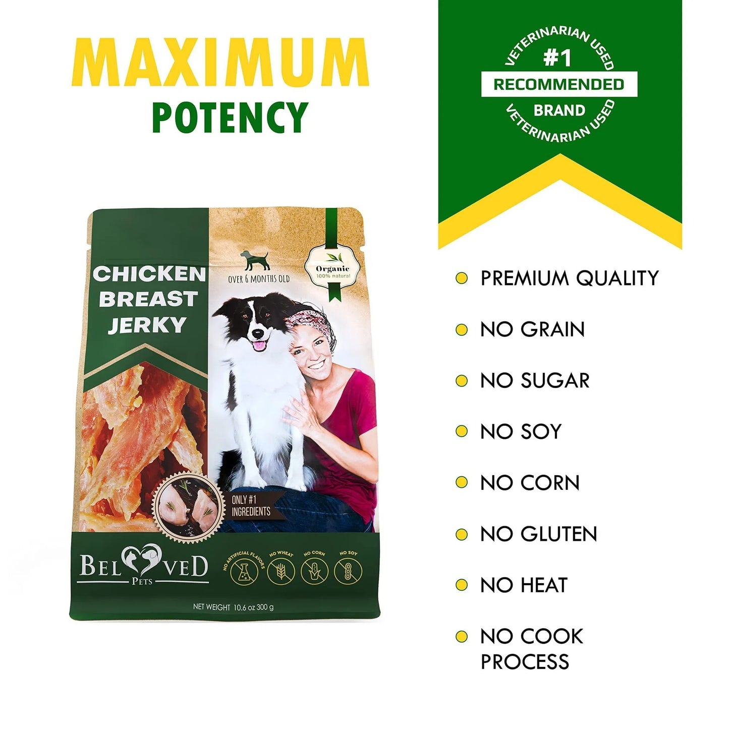 EcoTail™ Chicken Jerky Dog Treats – 100% Natural, Grain-Free, High Protein, Human-Grade Snacks (300g)(EcoSafe)