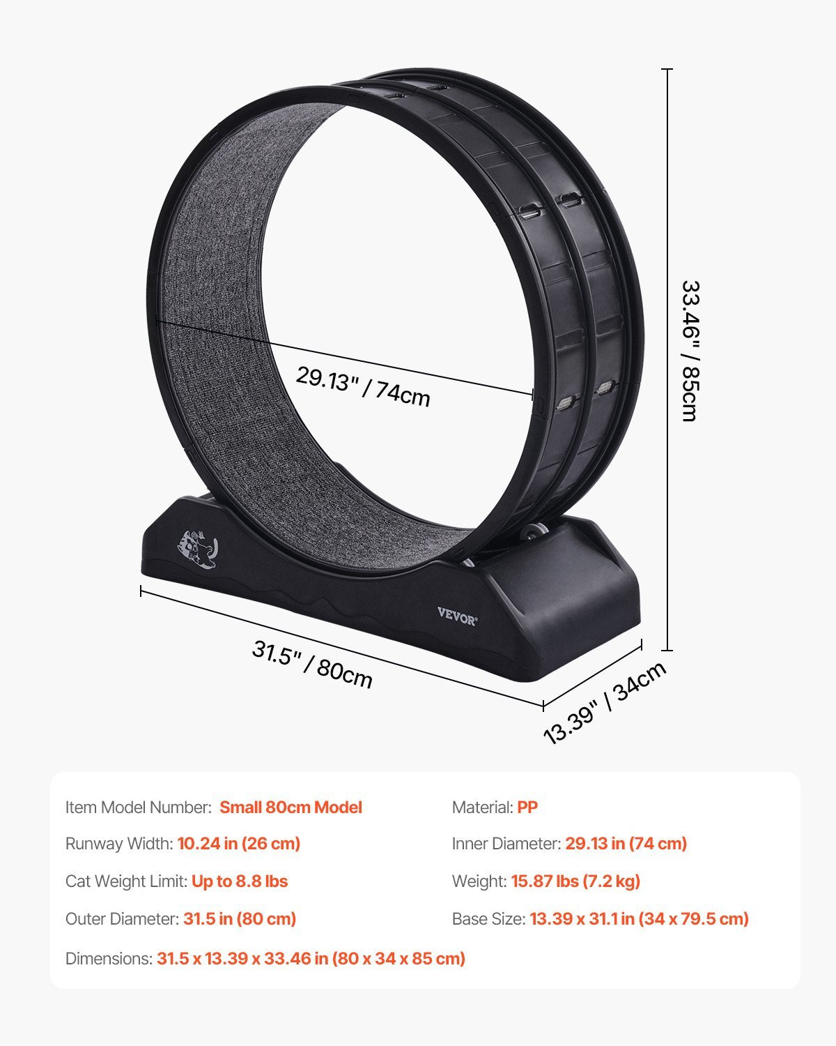 EcoTail™ Cat Exercise Wheel – Quiet Indoor Running Treadmill (31.5”)