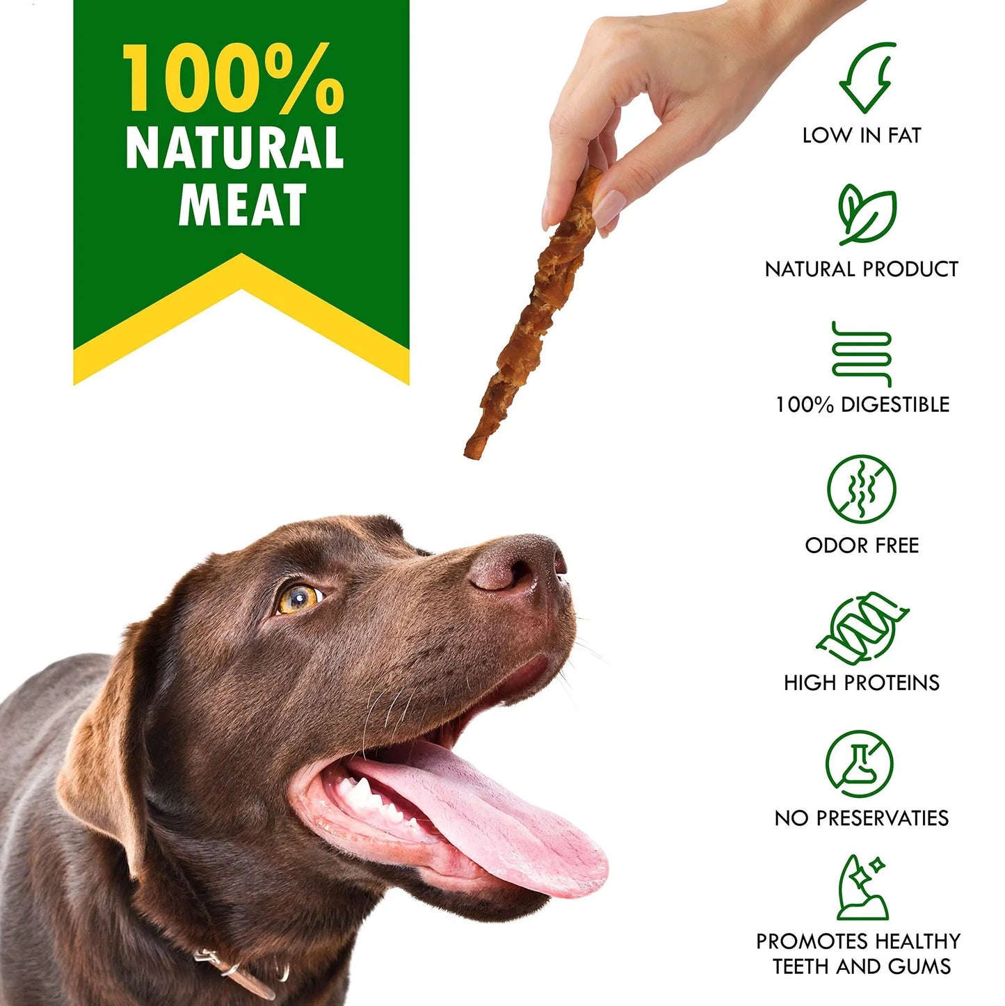 EcoTail™ Smoked Rawhide Sticks Wrapped in Chicken – Natural Grain-Free Dog Chews (Bulk Pack)(EcoSafe)