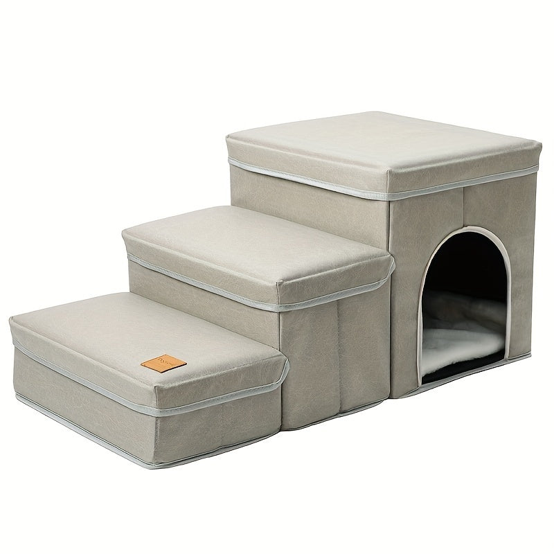 EcoTail™ Foldable Dog Stairs – 3-Step Storage Ramp