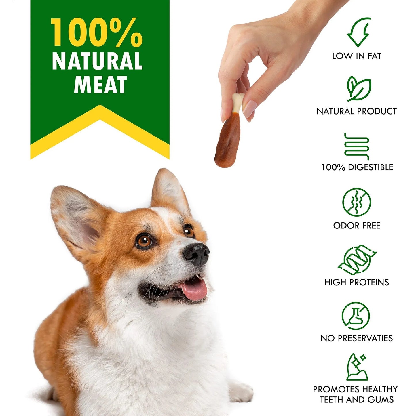 EcoTail™ Chicken-Wrapped Calcium Bones – Rawhide-Free Training Treats for Dogs (EcoSafe)