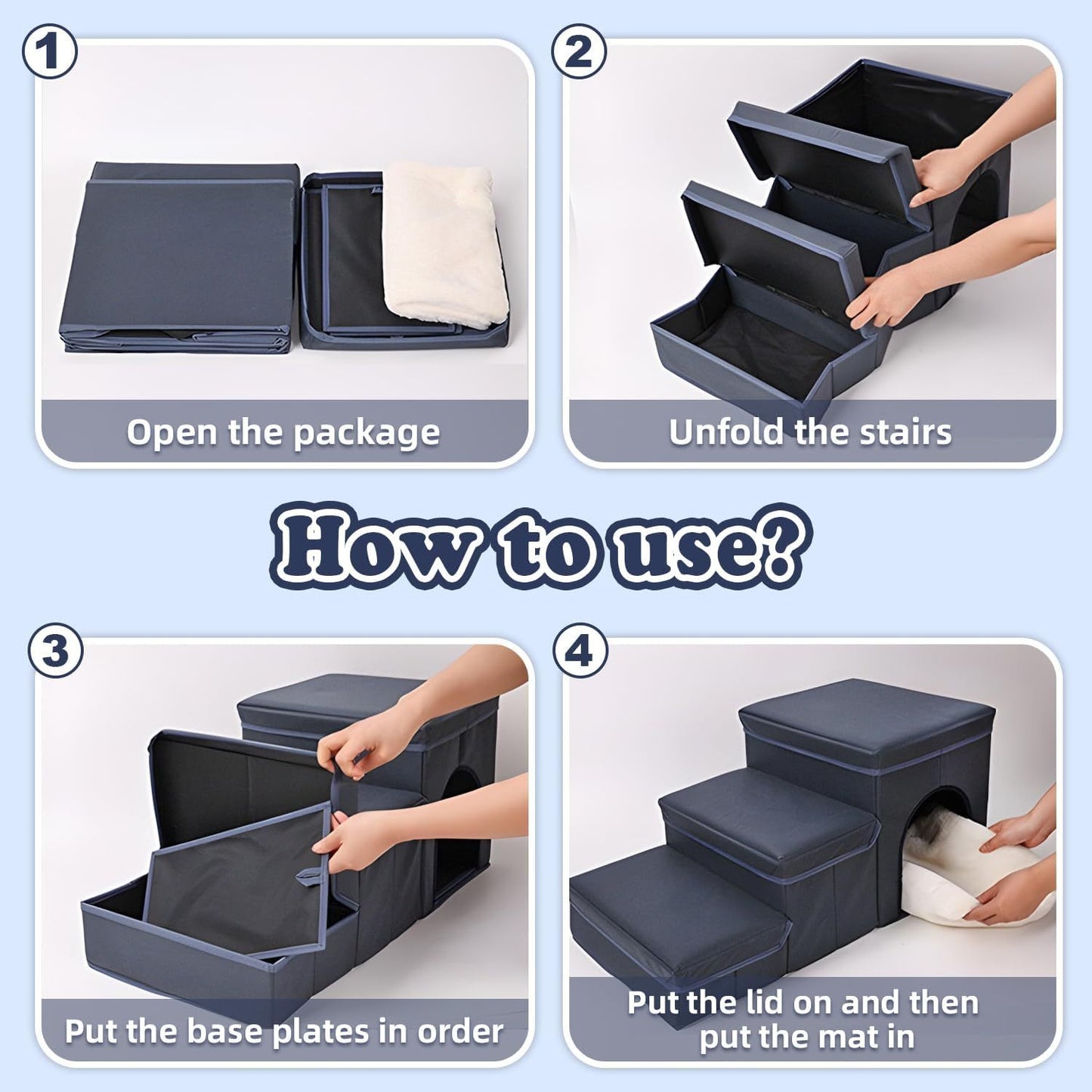 EcoTail™ Foldable Dog Stairs – 3-Step Storage Ramp