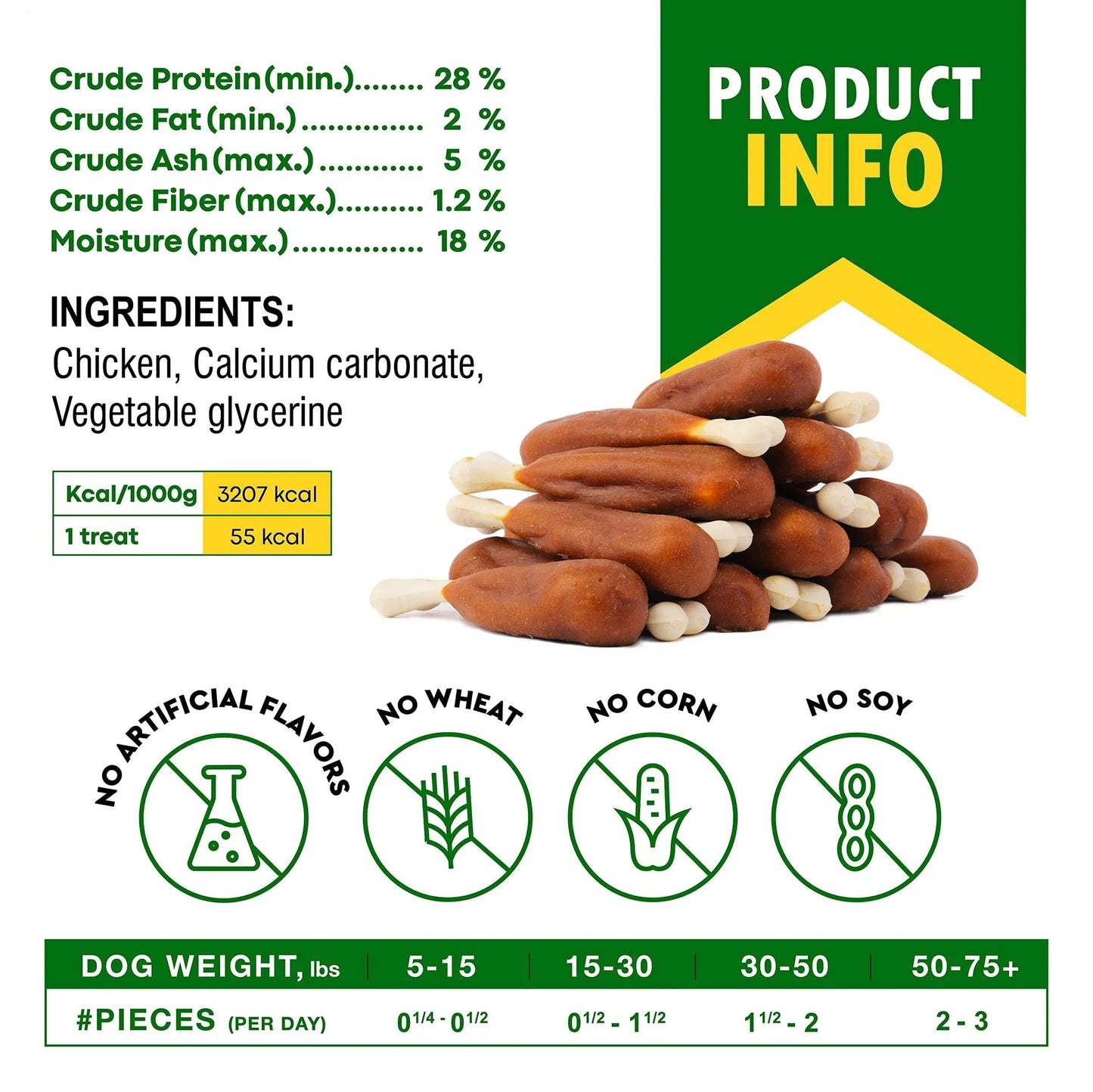 EcoTail™ Chicken-Wrapped Calcium Bones – Rawhide-Free Training Treats for Dogs (EcoSafe)