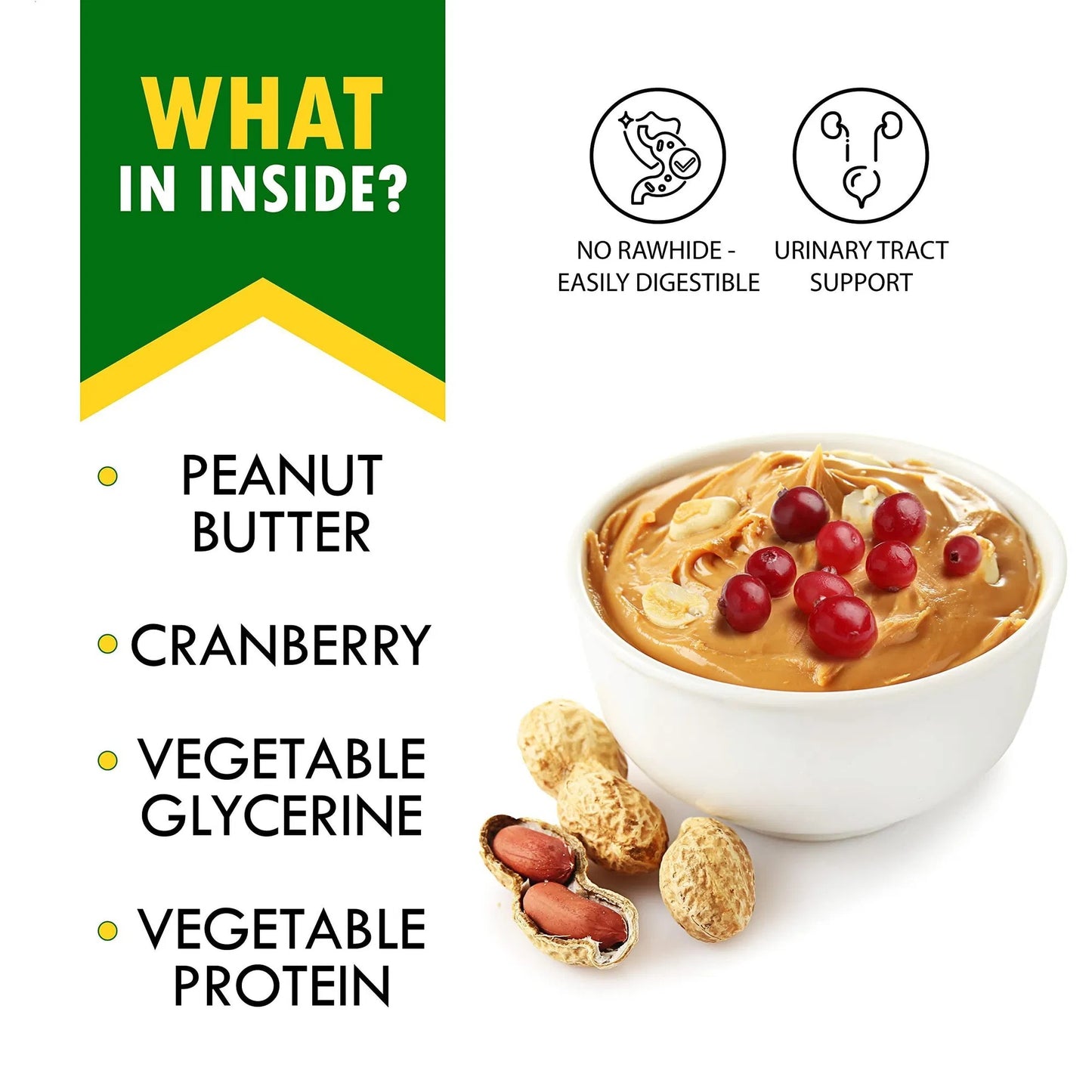 EcoTail™ Peanut Butter & Cranberry Dog Bones – Rawhide-Free Healthy Chew Treats (Small & Large Breeds)(EcoSafe)