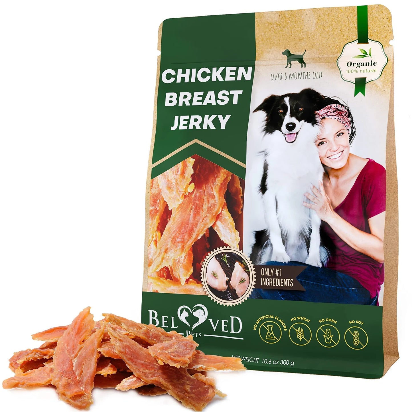 EcoTail™ Chicken Jerky Dog Treats – 100% Natural, Grain-Free, High Protein, Human-Grade Snacks (300g)(EcoSafe)