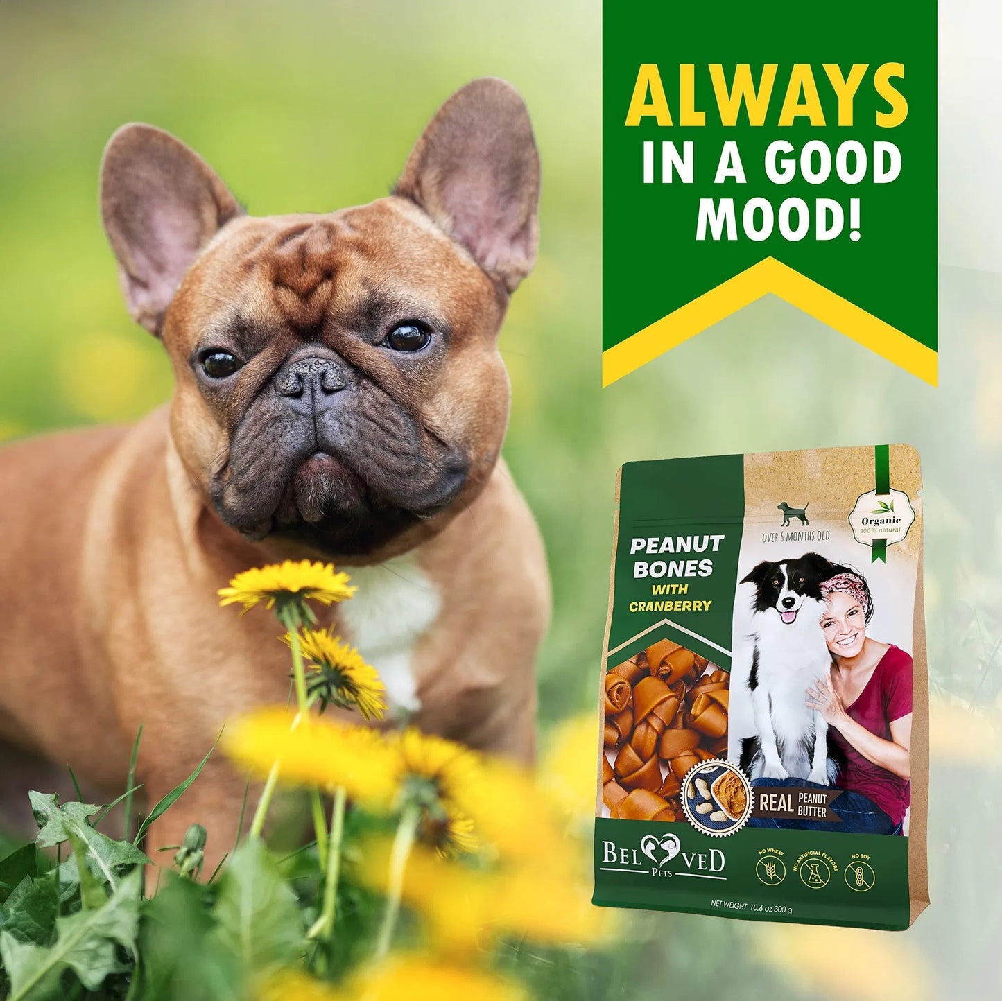 EcoTail™ Peanut Butter & Cranberry Dog Bones – Rawhide-Free Healthy Chew Treats (Small & Large Breeds)(EcoSafe)