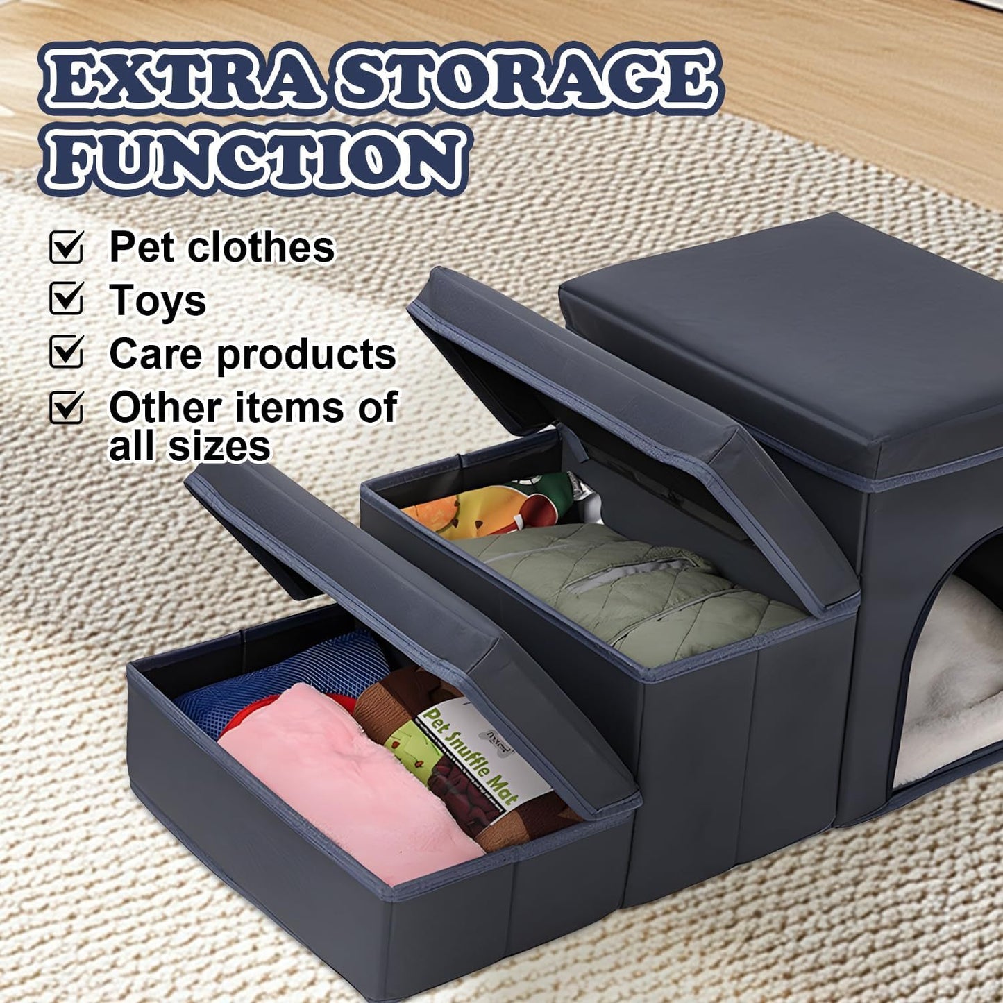 EcoTail™ Foldable Dog Stairs – 3-Step Storage Ramp