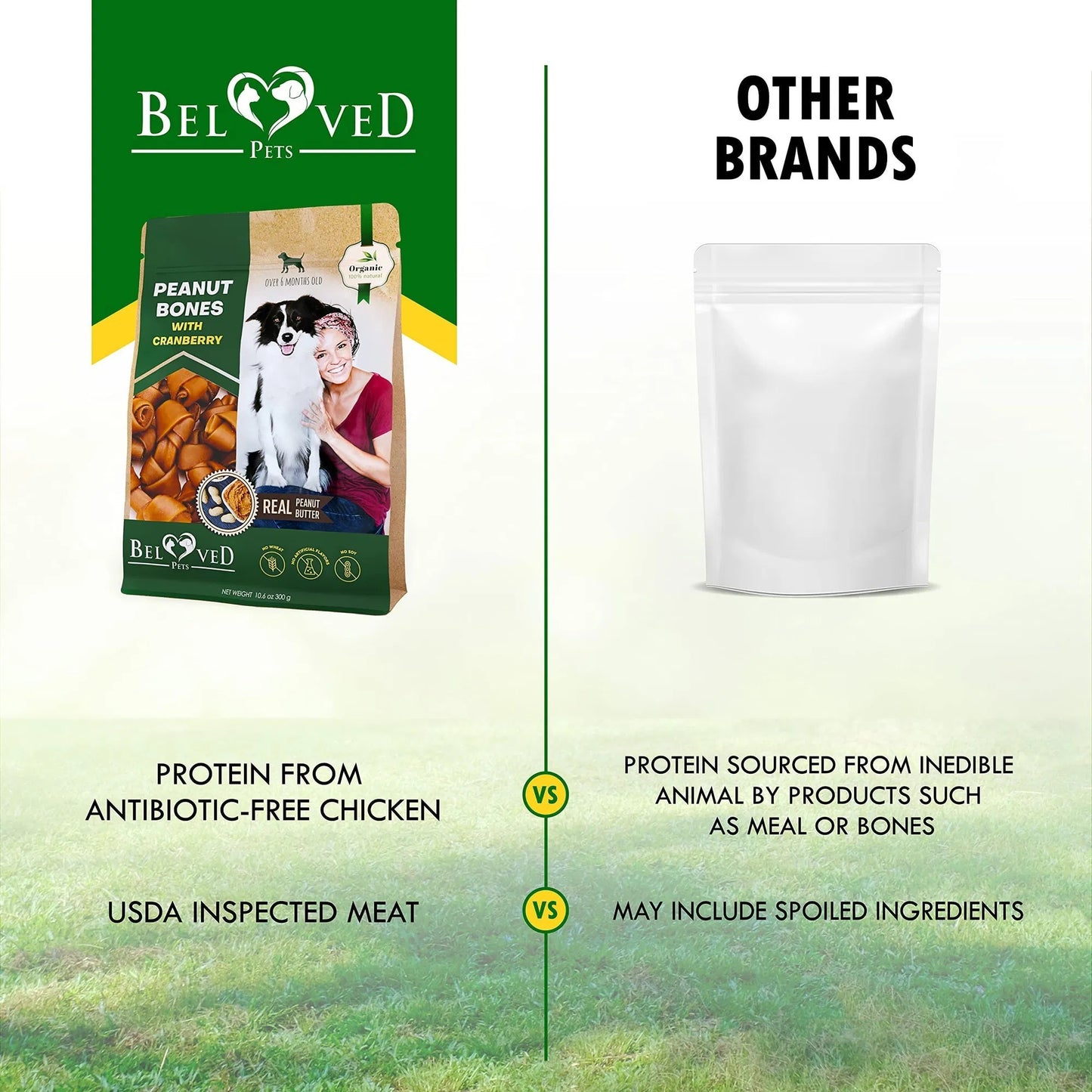 EcoTail™ Peanut Butter & Cranberry Dog Bones – Rawhide-Free Healthy Chew Treats (Small & Large Breeds)(EcoSafe)