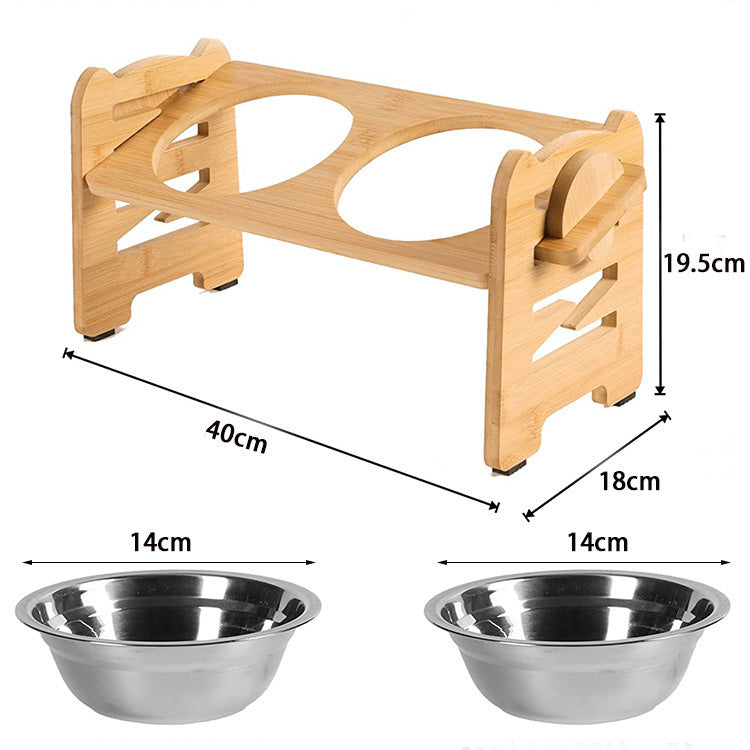 EcoTail™ Elevated Wooden Pet Bowl Stand – Healthy Feeding for Dogs & Cats (EcoSafe)