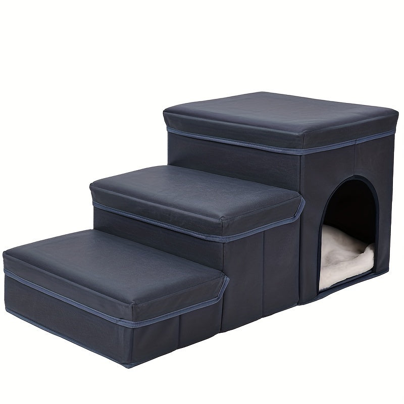 EcoTail™ Foldable Dog Stairs – 3-Step Storage Ramp
