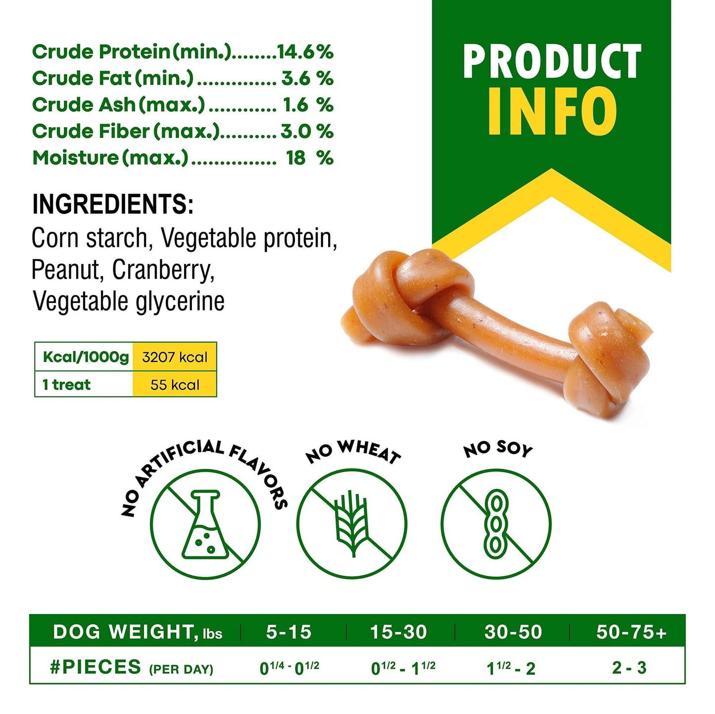 EcoTail™ Peanut Butter & Cranberry Dog Bones – Rawhide-Free Healthy Chew Treats (Small & Large Breeds)(EcoSafe)