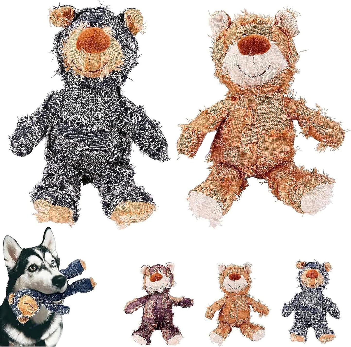 EcoTail Indestructible Squeaky Bear Toy – Heavy Chewers